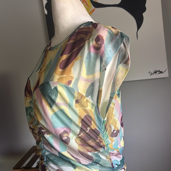 Ted Baker Amelia Multi   Green  Ruched Wrap Mini Dress - Picture 8 of 11